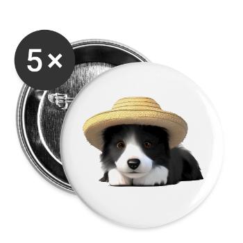 Propriétaires de chiens Border Collie Chiens Amoureux des chiens - Lot de 5 petits badges (25 mm) - blanc - Devant