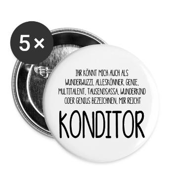 Konditor – ein Alleskönner, Genie, Multitalent - Buttons klein 25 mm (5er Pack) - Weiß - Vorne