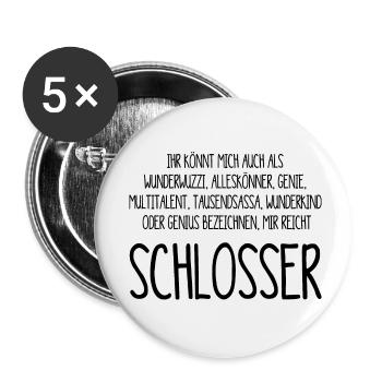 Schlosser – ein Alleskönner, Genie, Multitalent - Buttons klein 25 mm (5er Pack) - Weiß - Vorne