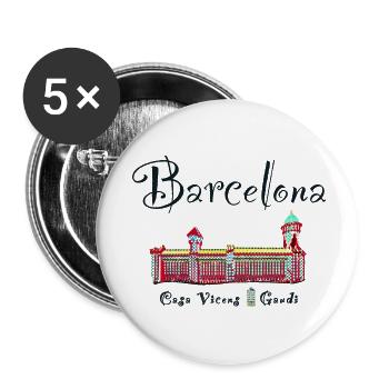 Barcelona, A. Gaudí, Casa Vicens, Espagne - Lot de 5 petits badges (25 mm) - blanc - Devant