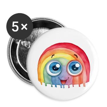 Rainbow Watercolor Drawing - Buttons small 1''/25 mm (5-pack) - white - Front