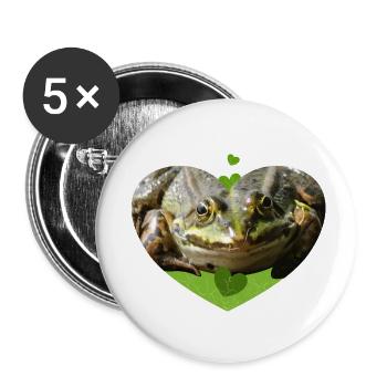 Frosch Kröte Frösche Prinz - Buttons klein 25 mm (5er Pack) - Weiß - Vorne