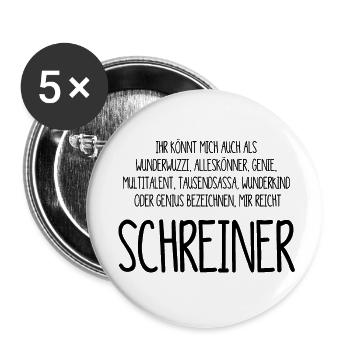 Schreiner – ein Alleskönner, Genie, Multitalent - Buttons klein 25 mm (5er Pack) - Weiß - Vorne