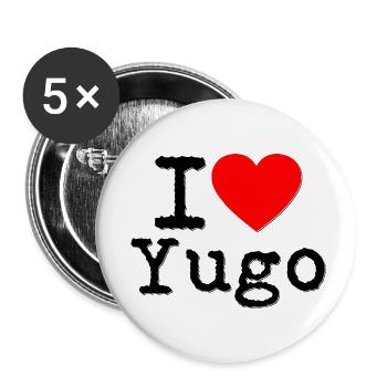 i love yugo - Buttons klein 25 mm (5er Pack) - Weiß - Vorne