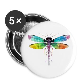 Mia la libellule - Lot de 5 petits badges (25 mm) - blanc - Devant