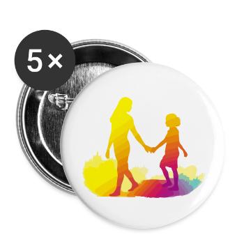 Mutter und Tochter - Buttons klein 25 mm (5er Pack) - Weiß - Vorne