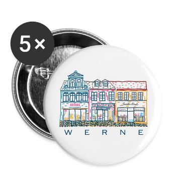 Werne, colorful row of houses on the market, district of Unna, North Rhine-Westphalia - Buttons small 1''/25 mm (5-pack) - white - Front
