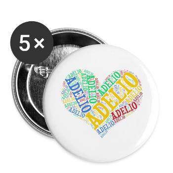 Adelio T-Shirt T-Shirt Wortwolke Geschenkidee - Buttons klein 25 mm (5er Pack) - Weiß - Vorne