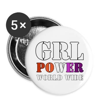 Le pouvoir des filles - Lot de 5 petits badges (25 mm) - blanc - Devant