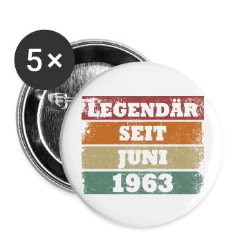 Legendär seit Juni 1963 Geburtstagsgeschenk - Buttons klein 25 mm (5er Pack) - Weiß - Vorne