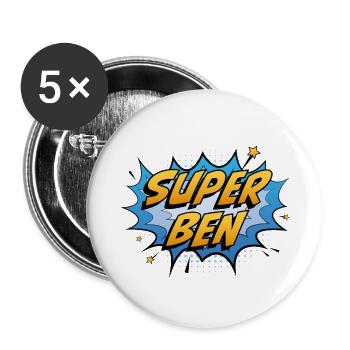 Super Ben - Buttons klein 25 mm (5er Pack) - Weiß - Vorne