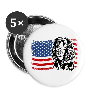Gordon Setter Amérique Flag Dogs Wilsigns - Lot de 5 petits badges (25 mm) - blanc - Devant
