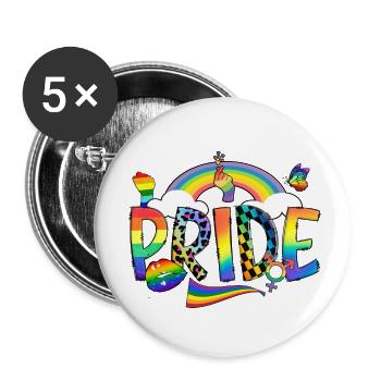 LGBTQ Pride - Buttons small 1''/25 mm (5-pack) - white - Front