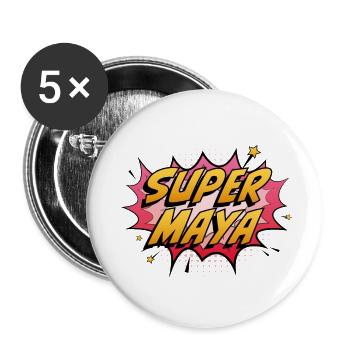 Super Maya - Buttons klein 25 mm (5er Pack) - Weiß - Vorne