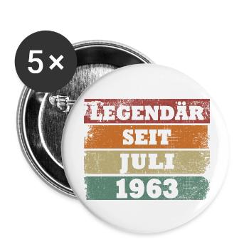 Legendär seit Juli 1963 Geburtstagsgeschenk - Buttons klein 25 mm (5er Pack) - Weiß - Vorne