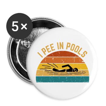 Je fais dans les piscines drôle je fais dans les piscines - Lot de 5 petits badges (25 mm) - blanc - Devant