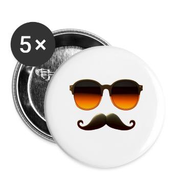 Moustache - Lot de 5 petits badges (25 mm) - blanc - Devant