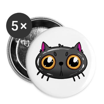 Cute Cat - Buttons small 1''/25 mm (5-pack) - white - Front