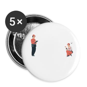 Keine Panik! Der Handwerker ist da! Technik, Azubi - Buttons klein 25 mm (5er Pack) - Weiß - Vorne