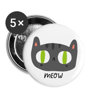 Meow - Buttons klein 25 mm (5er Pack) - Weiß - Vorne