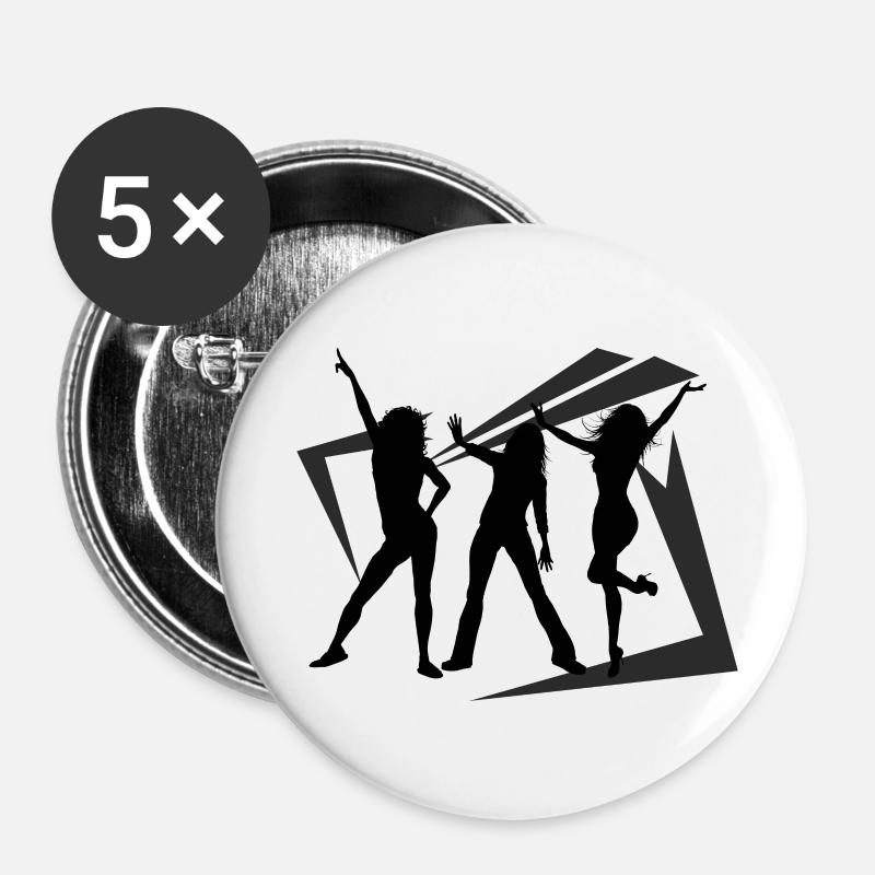 Danse Musique de danse - Lot de 5 petits badges (25 mm) - blanc