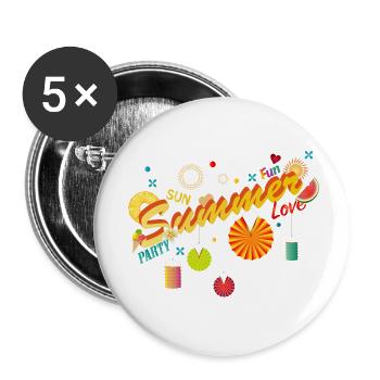Sonne Sommer Spaß und Party im eigenen Garten - Buttons klein 25 mm (5er Pack) - Weiß - Vorne