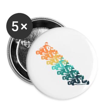Retro Karting - Buttons small 1''/25 mm (5-pack) - white - Front