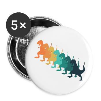 Dinosaure rétro - Lot de 5 petits badges (25 mm) - blanc - Devant