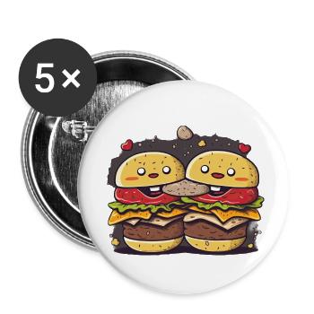 Trio de biscuits Burgers - Lot de 5 petits badges (25 mm) - blanc - Devant