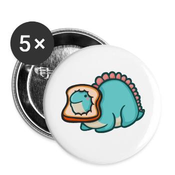 hugadino Brot Dino, süßer Dinosaurier - Buttons klein 25 mm (5er Pack) - Weiß - Vorne
