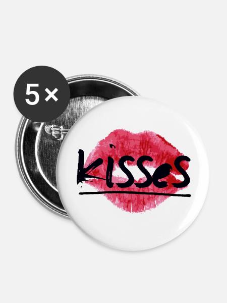 Küsst - Buttons klein 25 mm (5er Pack) - Weiß