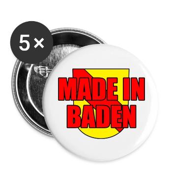 Made in Baden badisch Badner Spruch Sprüche - Buttons klein 25 mm (5er Pack) - Weiß - Vorne
