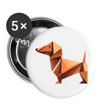 Dackel - Buttons klein 25 mm (5er Pack) - Weiß - Vorne