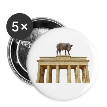 Brandenburger Tor Wildschwein Berlin entlaufen - Buttons klein 25 mm (5er Pack) - Weiß - Vorne
