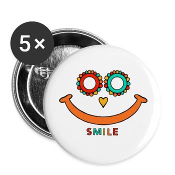 Smile - Buttons klein 25 mm (5er Pack) - Weiß - Vorne