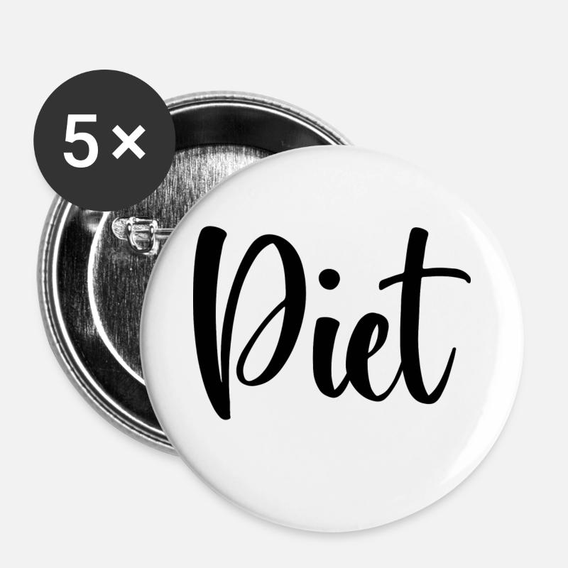 Piet - Lot de 5 petits badges (25 mm) - blanc