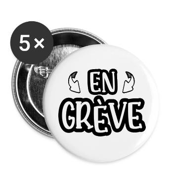 en grève - Lot de 5 petits badges (25 mm) - blanc - Devant