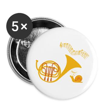 Funny shirt french horn musical instrument - Buttons small 1''/25 mm (5-pack) - white - Front
