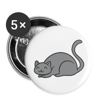 Chat endormi - Lot de 5 petits badges (25 mm) - blanc - Devant