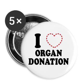 I {MISSING HEART} ORGAN DONATION - Buttons small 1''/25 mm (5-pack) - white - Front