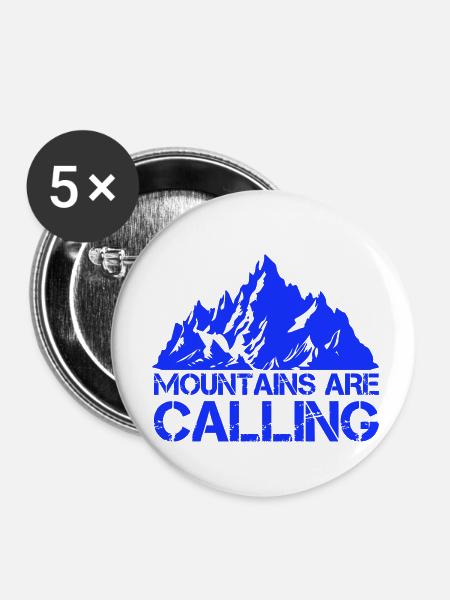 mountains are calling - Buttons klein 25 mm (5er Pack) - Weiß