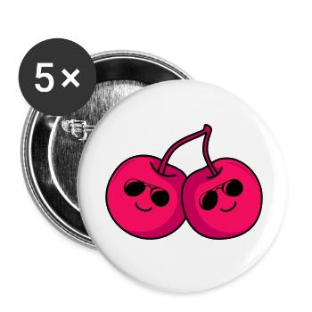 Cerises fraîches - Lot de 5 petits badges (25 mm) - blanc - Devant