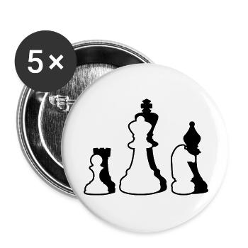 Échecs - Lot de 5 petits badges (25 mm) - blanc - Devant