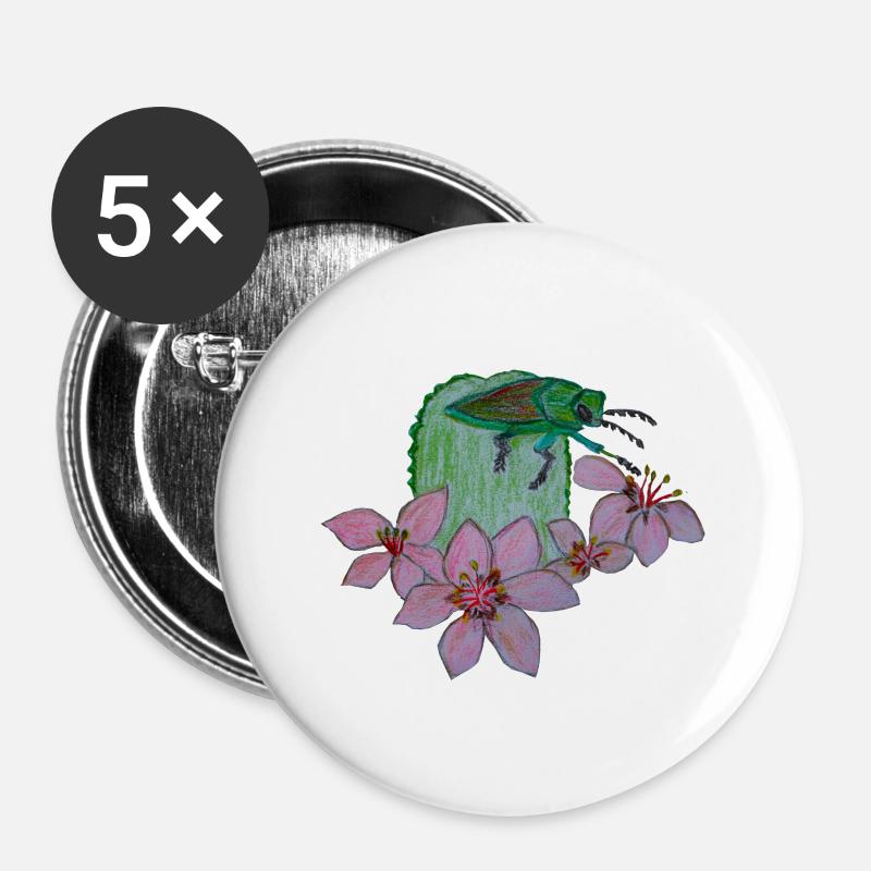 Juwelenkäfer - Buttons klein 25 mm (5er Pack) - Weiß