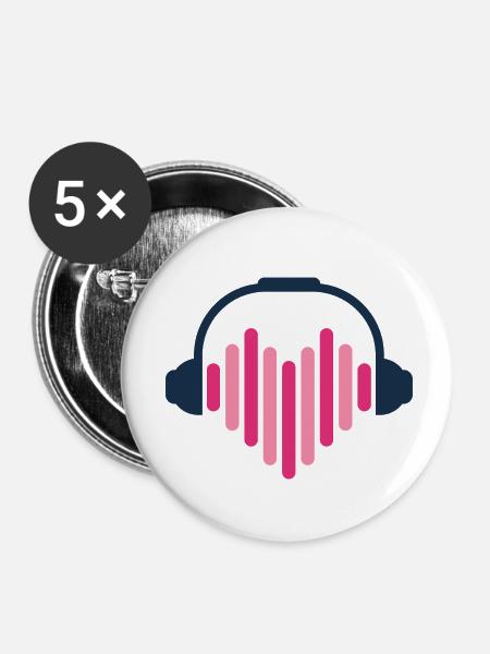 MUSIK - Buttons klein 25 mm (5er Pack) - Weiß