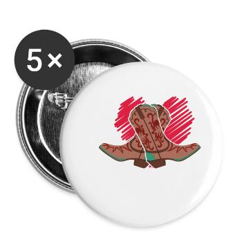 Line Dance Country Western-Motiv für Damen - Buttons klein 25 mm (5er Pack) - Weiß - Vorne