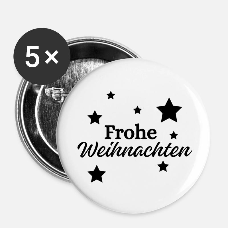 Frohe Weihnachten - Buttons klein 25 mm (5er Pack) - Weiß