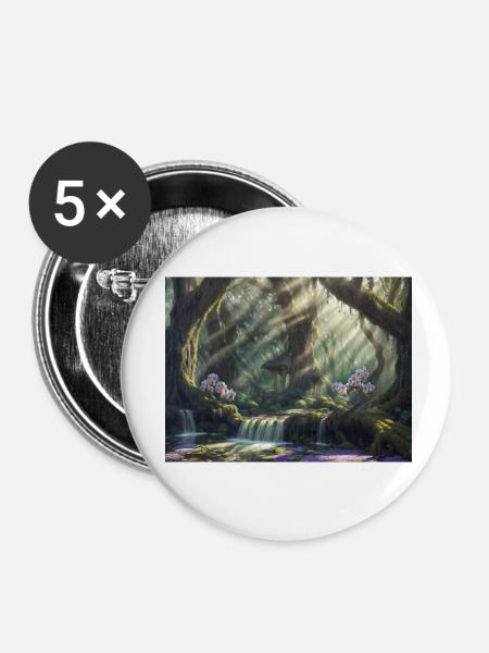 Wald der Magie - Buttons klein 25 mm (5er Pack) - Weiß