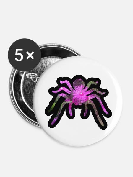 Blühende Spinne - Buttons klein 25 mm (5er Pack) - Weiß