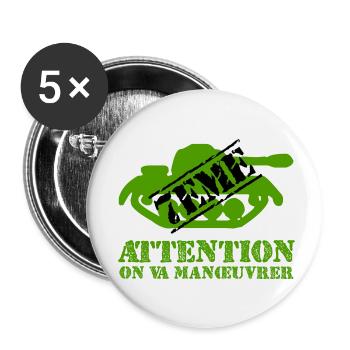 Attention on va manœuvrer - Lot de 5 petits badges (25 mm) - blanc - Devant